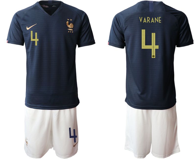 Men 2019-2020 Season National Team French home #4 blue Soccer Jerseys->->Soccer Country Jersey